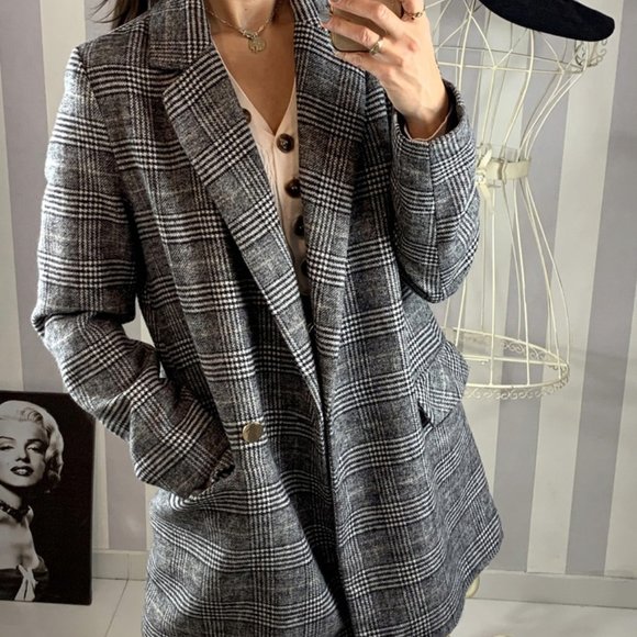 Zara Double Breasted Checked Blazer - Picture 9 of 9